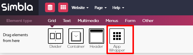 app wrapper menu